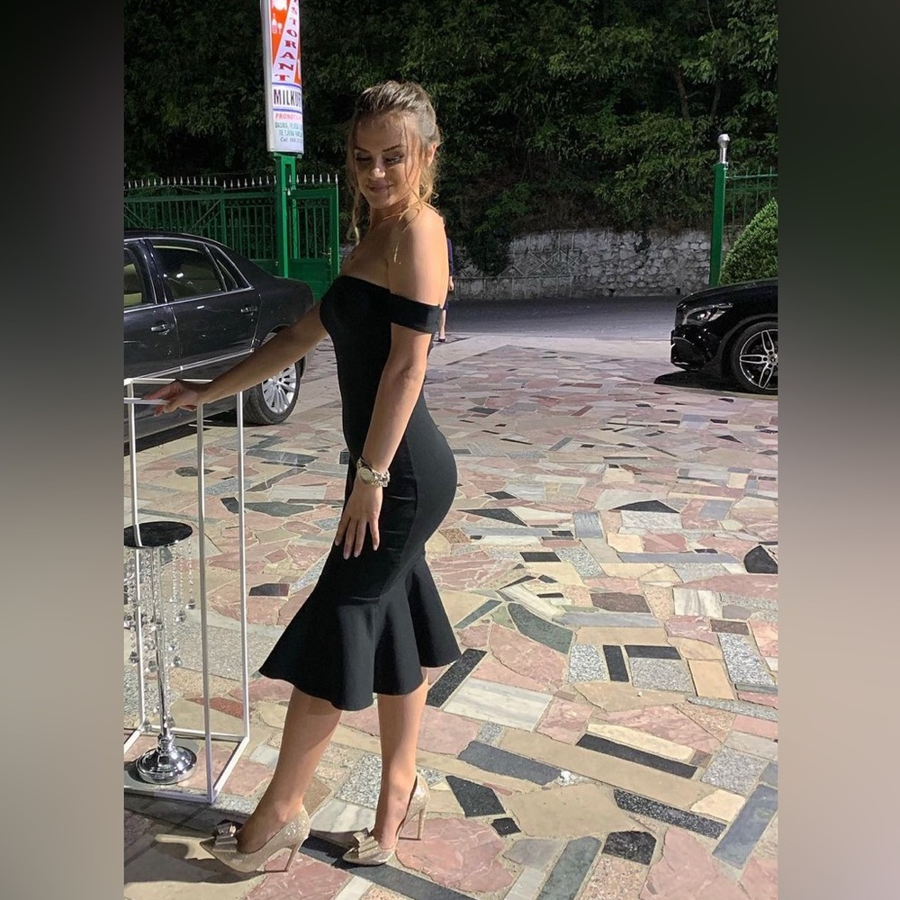 Off The Shoulder Sheath Memraid Midi Dress